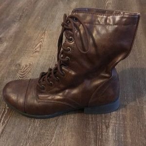 Brown combat boots